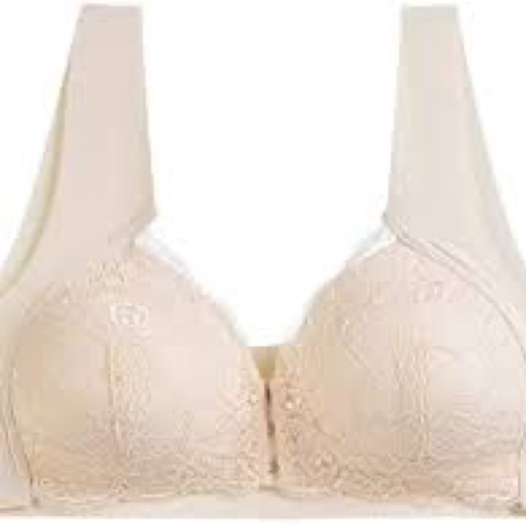 Women Solid Lace Bralette Front Closure Vest Wireless Deep V Bra 6L - Picture 6 of 9